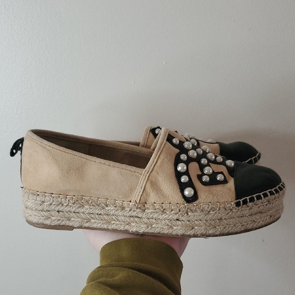 Sam Edelman Celton Moccasins Size 8.5 Pearl Design Cap Toe Espadrille - Picture 1 of 13